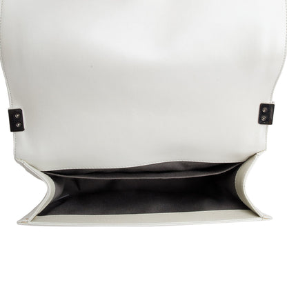 Chanel Pearly White Quilted Lambskin Leather Medium Boy Bag