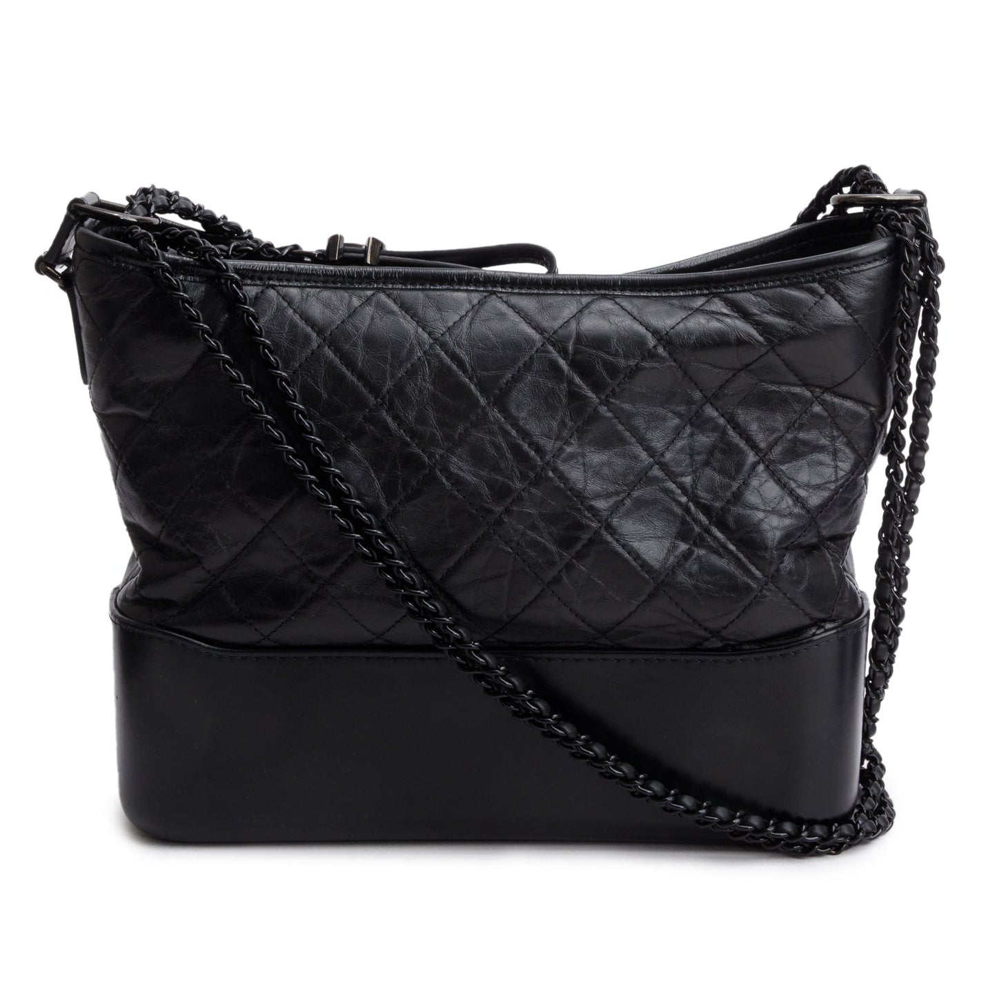 Chanel Black Aged Calfskin Leather Medium Gabrielle Hobo