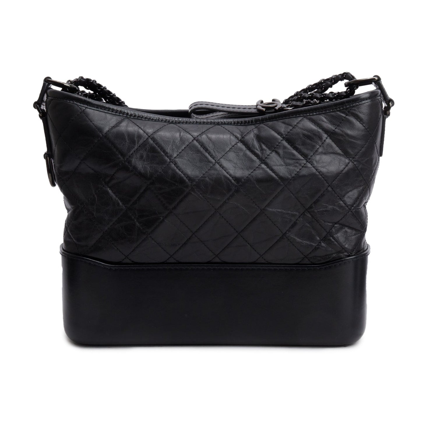 Chanel Black Aged Calfskin Leather Medium Gabrielle Hobo