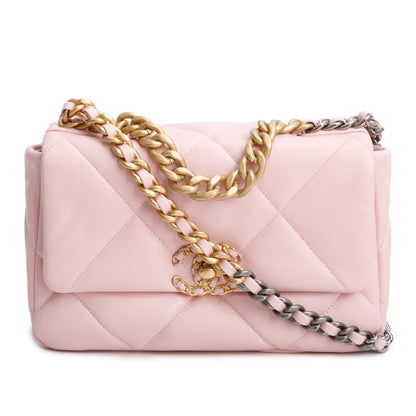 Chanel Pink Quilted Lambskin Leather Medium 19 Flap Bag