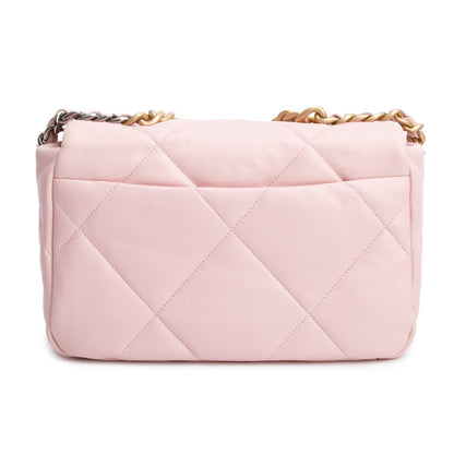 Chanel Pink Quilted Lambskin Leather Medium 19 Flap Bag