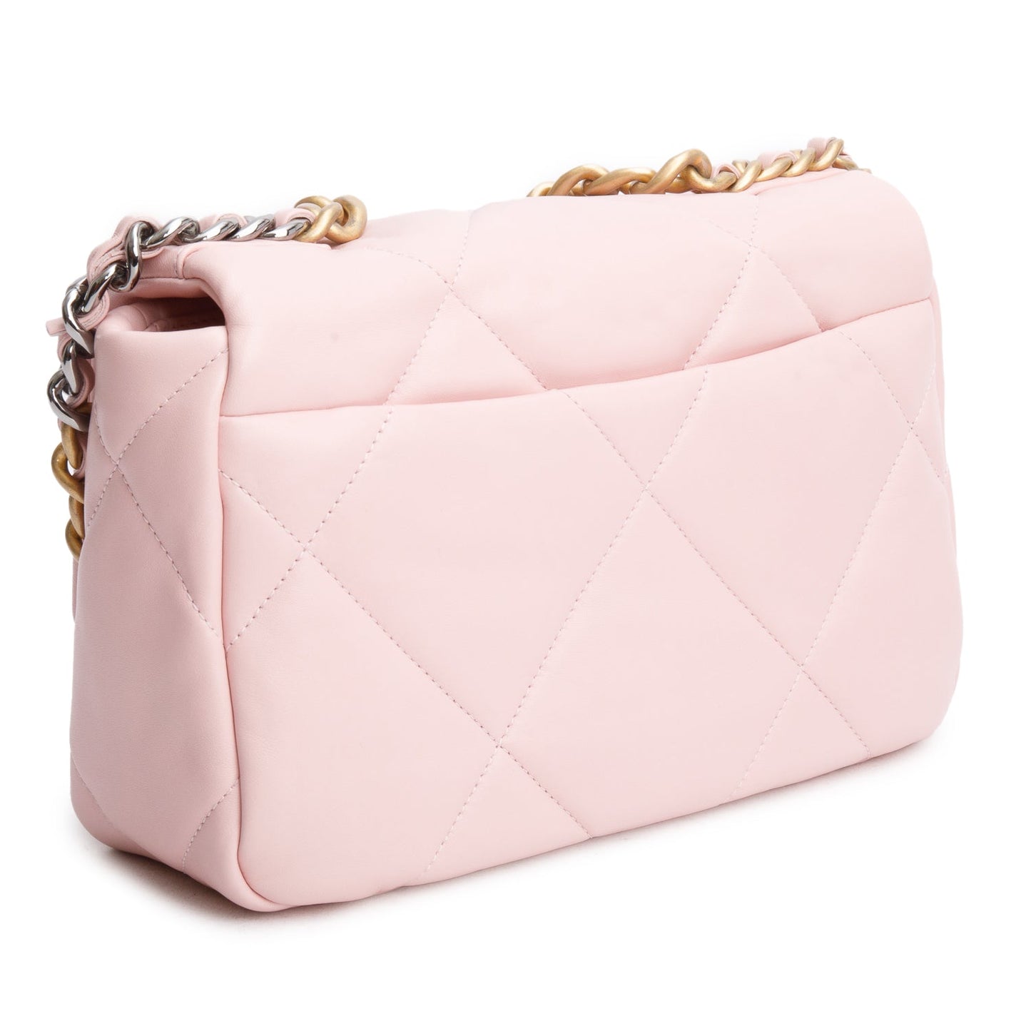 Chanel Pink Quilted Lambskin Leather Medium 19 Flap Bag
