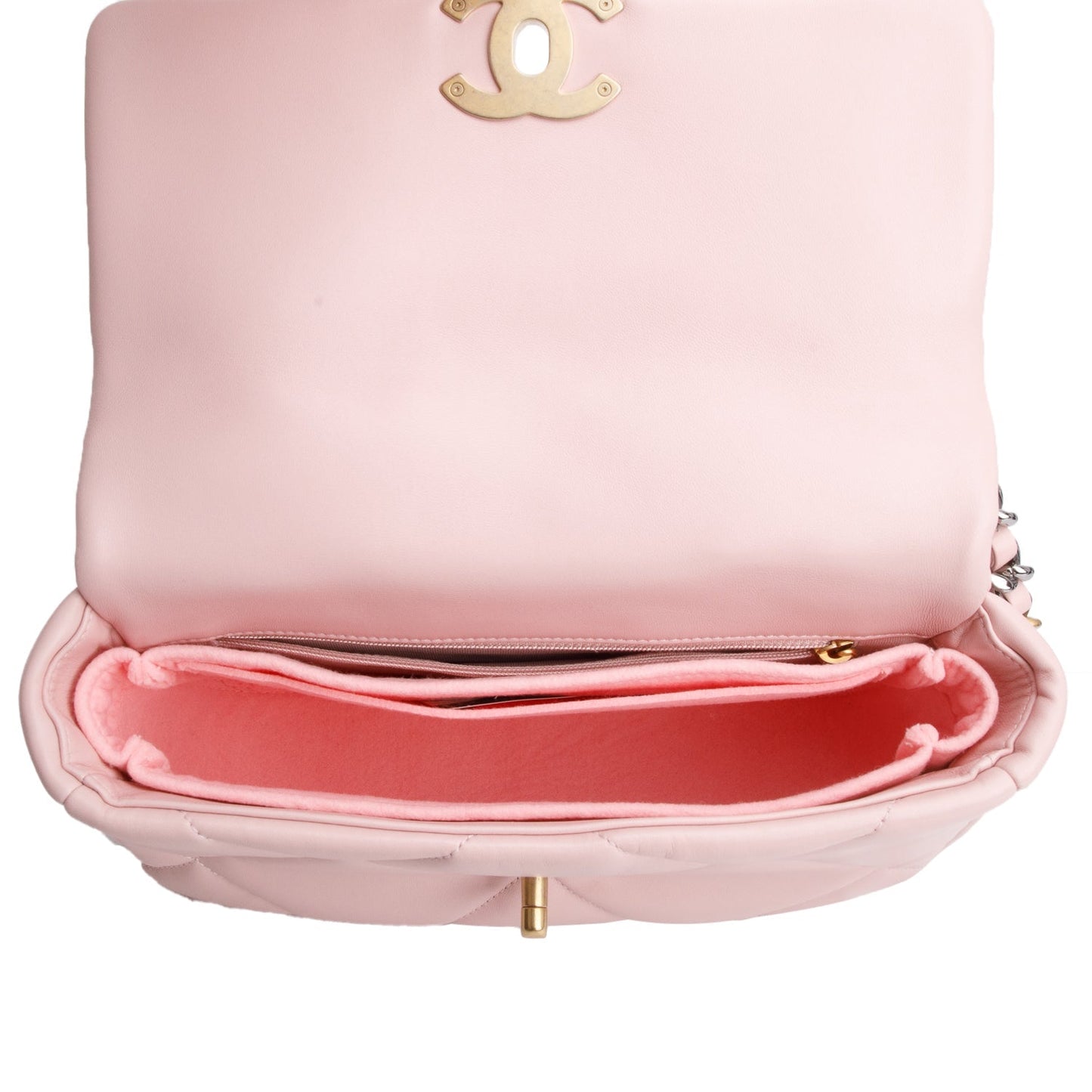 Chanel Pink Quilted Lambskin Leather Medium 19 Flap Bag
