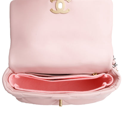 Chanel Pink Quilted Lambskin Leather Medium 19 Flap Bag