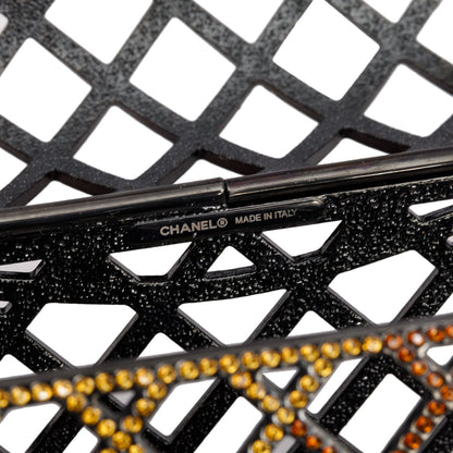 Chanel Limited Edition Black Metal Multicolor Strass Cage Mini Flap Bag