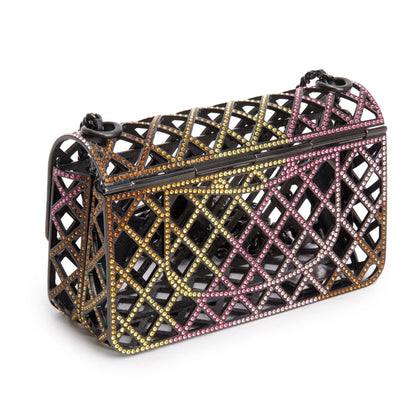 Chanel Limited Edition Black Metal Multicolor Strass Cage Mini Flap Bag