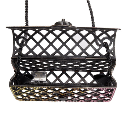 Chanel Limited Edition Black Metal Multicolor Strass Cage Mini Flap Bag