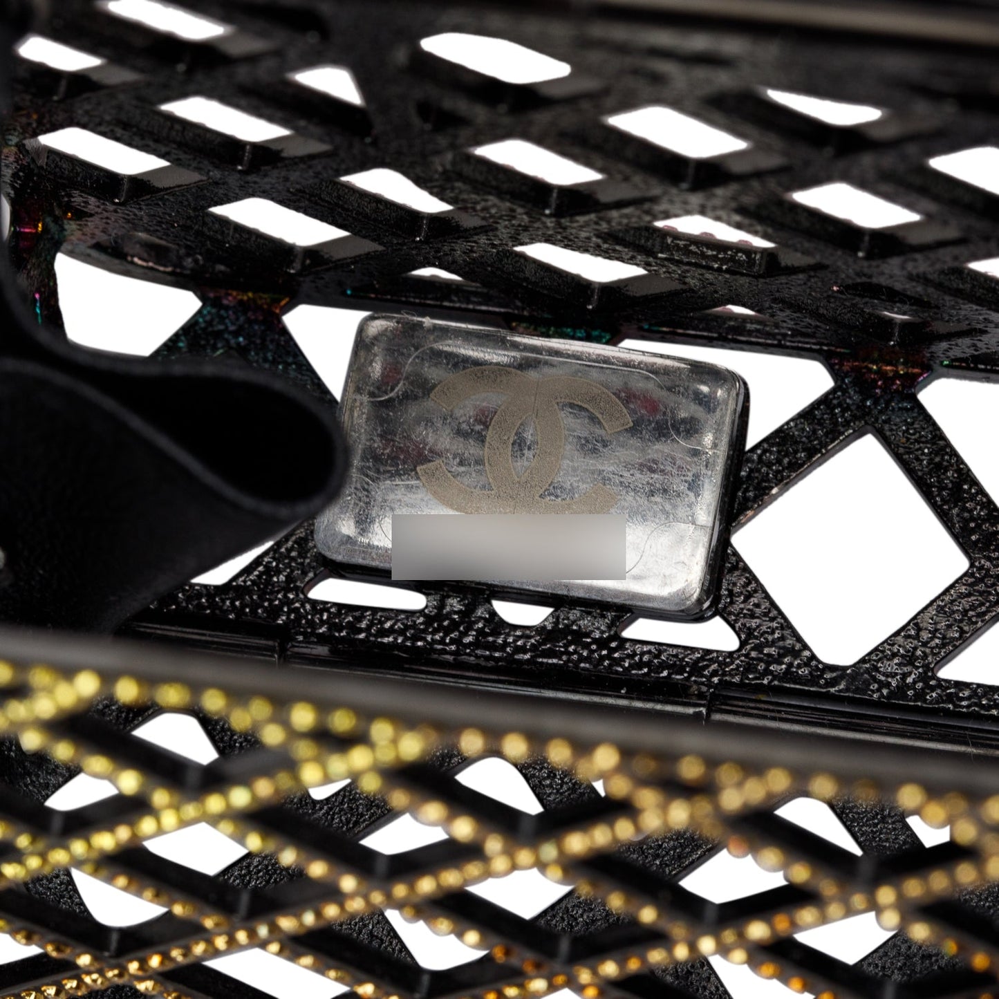 Chanel Limited Edition Black Metal Multicolor Strass Cage Mini Flap Bag