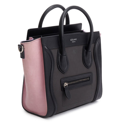 Celine Tri-Color Calfskin Leather Nano Luggage Tote