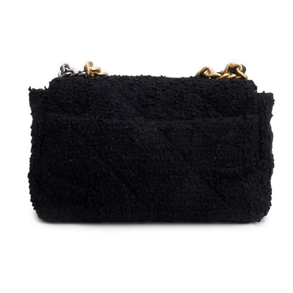 Chanel 2020 Black Tweed Quilted Medium Chanel 19 Flap