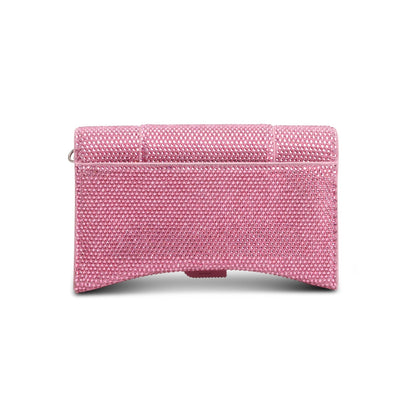 Balenciaga Pink Rhinestone Hourglass Wallet on Chain