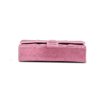 Balenciaga Pink Rhinestone Hourglass Wallet on Chain