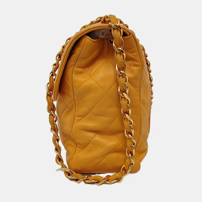 Chanel Vintage Jumbo Single Flap Single Chain Yellow Lambskin 24k Gold Hardware