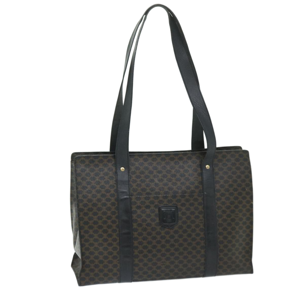 Luxury CELINE Macadam Canvas Tote Bag PVC Black Brown  68864