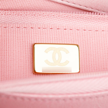 Chanel Pink Cloudy Pearly Goatskin Quilted Wallet on Chain