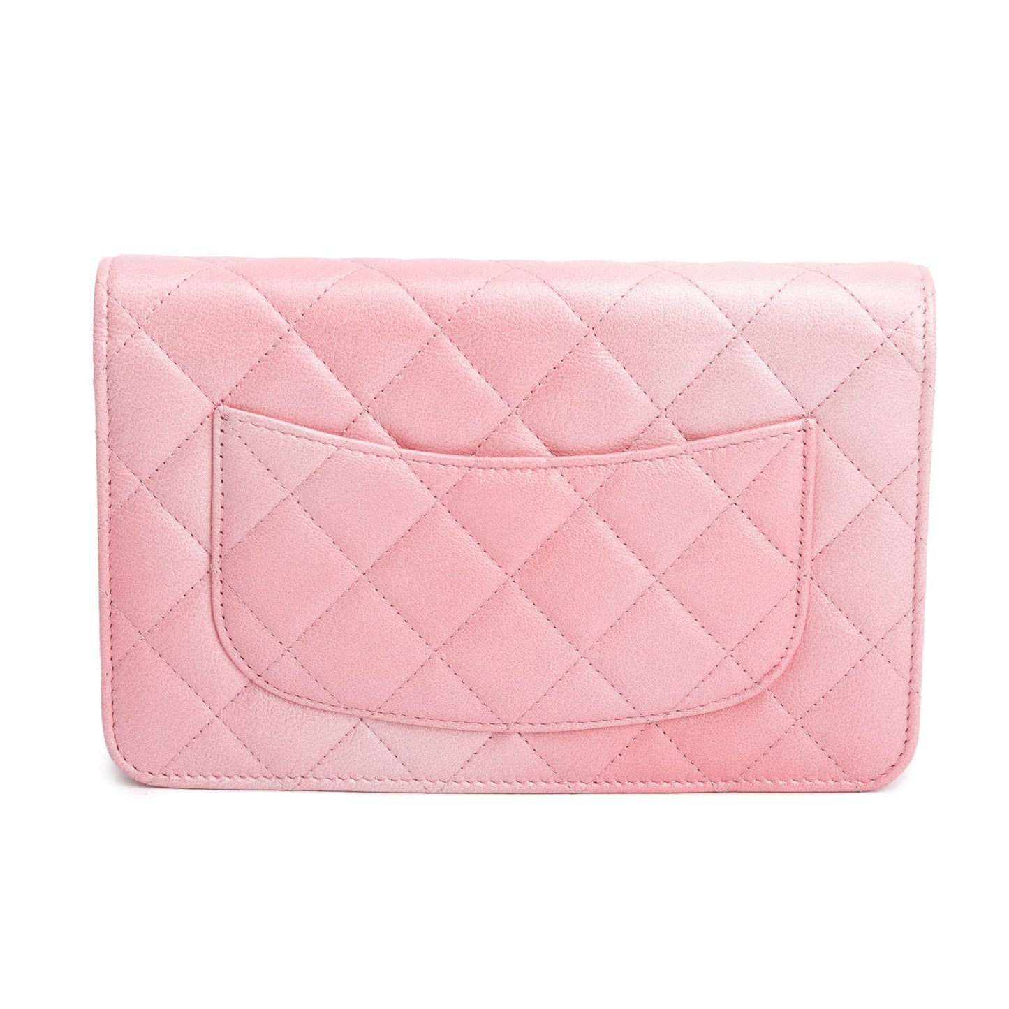 Chanel Pink Cloudy Pearly Goatskin Quilted Wallet on Chain