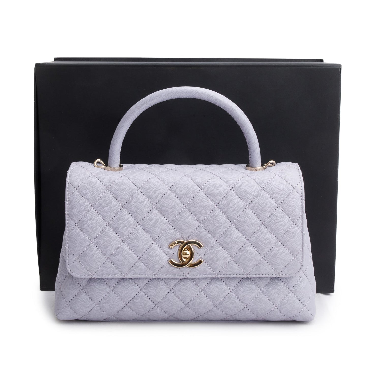 Chanel Purple Caviar Quilted Small Coco Handle Flap
