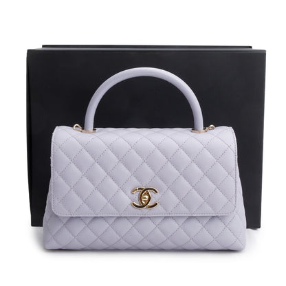 Chanel Purple Caviar Quilted Small Coco Handle Flap