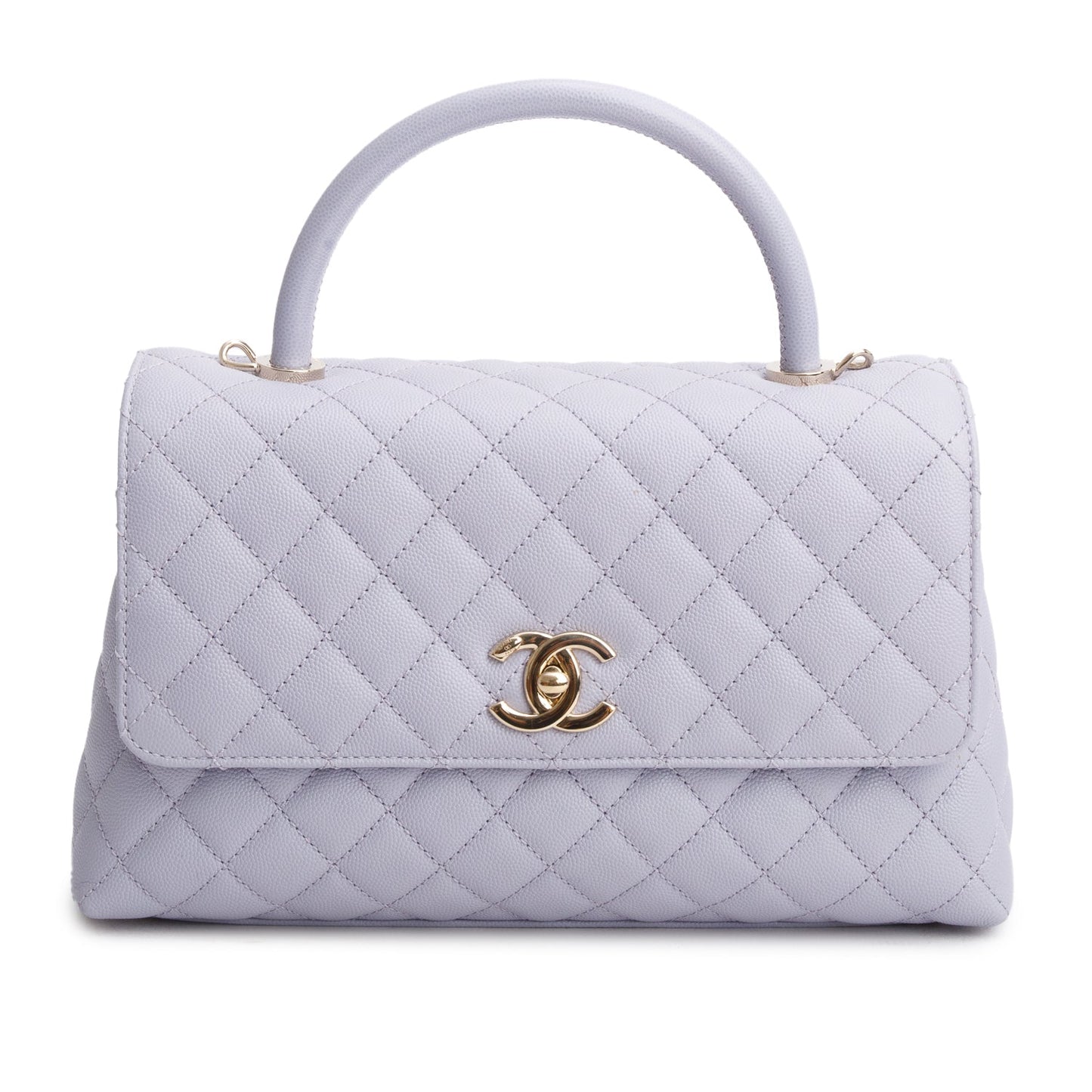 Chanel Purple Caviar Quilted Small Coco Handle Flap