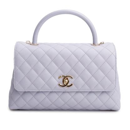 Chanel Purple Caviar Quilted Small Coco Handle Flap