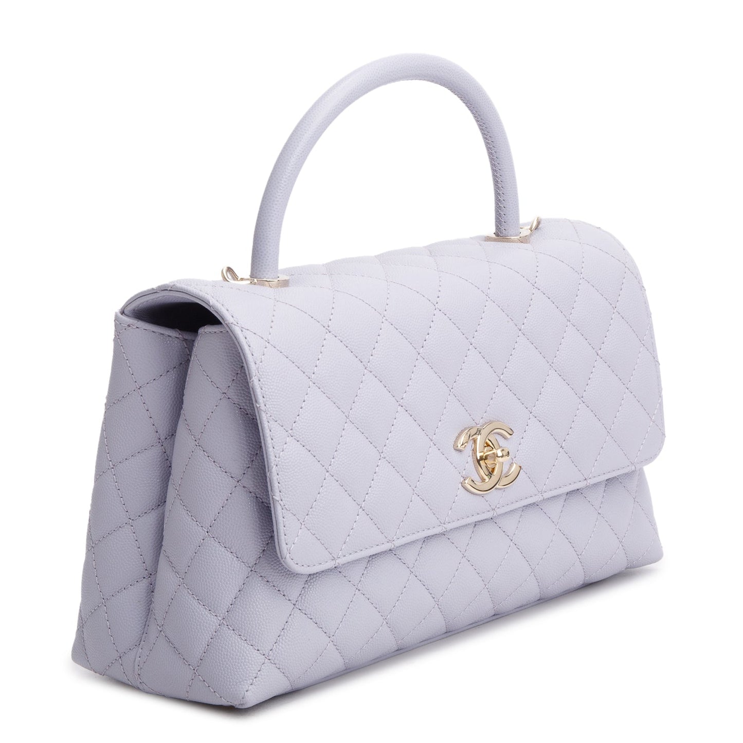 Chanel Purple Caviar Quilted Small Coco Handle Flap