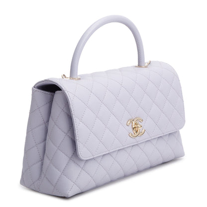Chanel Purple Caviar Quilted Small Coco Handle Flap