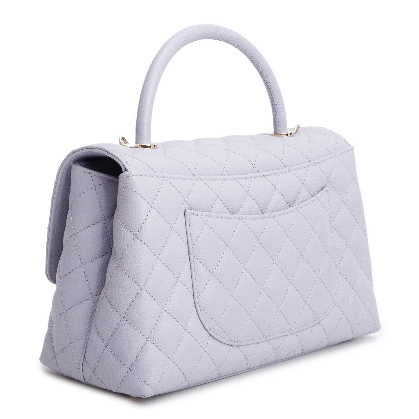 Chanel Purple Caviar Quilted Small Coco Handle Flap