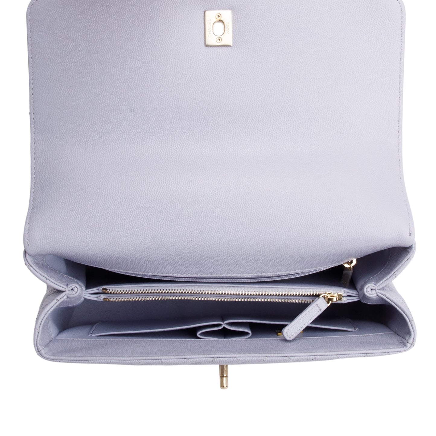 Chanel Purple Caviar Quilted Small Coco Handle Flap