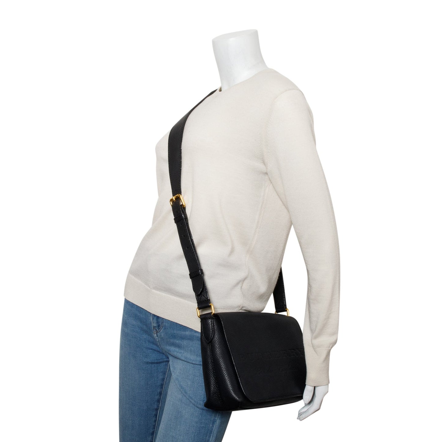 Burberry Black Calfskin Leather Small Burleigh Crossbody Bag