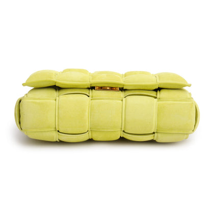 Bottega Veneta Green Suede Padded Leather Maxi Chain Cassette Bag