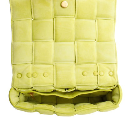 Bottega Veneta Green Suede Padded Leather Maxi Chain Cassette Bag