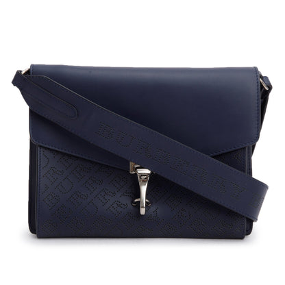 Burberry Navy Leather Perforated Macken Crossbody Bag