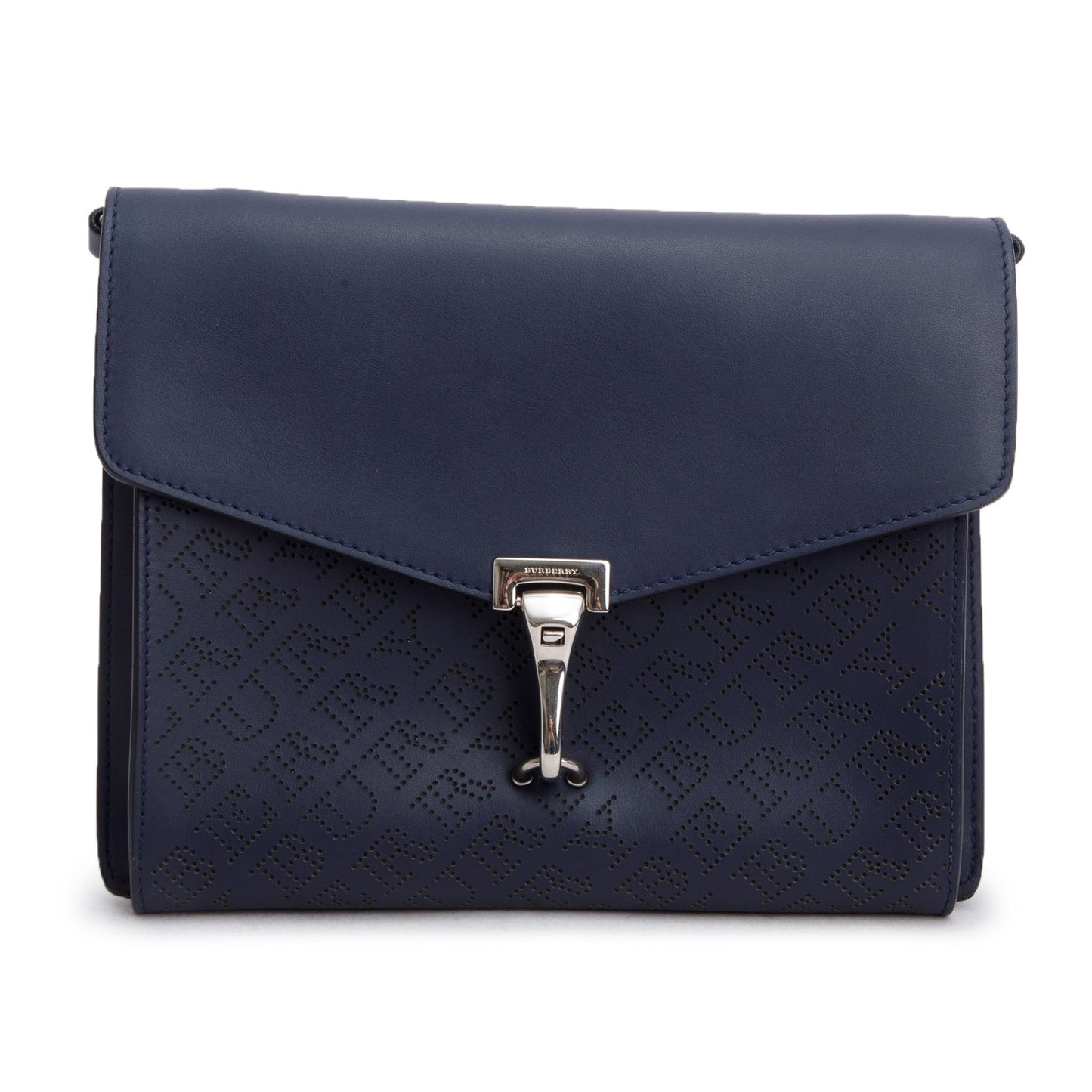 Burberry Navy Leather Perforated Macken Crossbody Bag