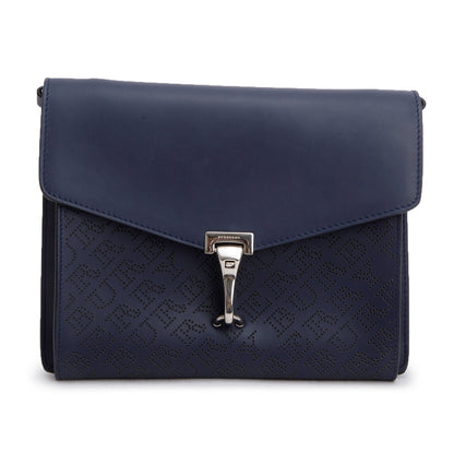 Burberry Navy Leather Perforated Macken Crossbody Bag