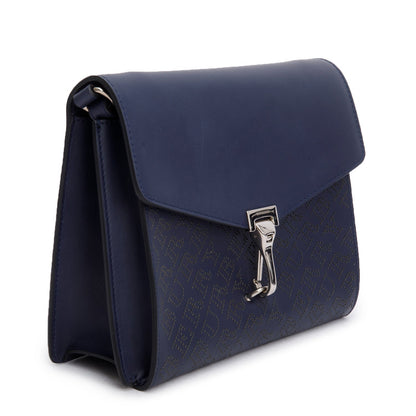 Burberry Navy Leather Perforated Macken Crossbody Bag