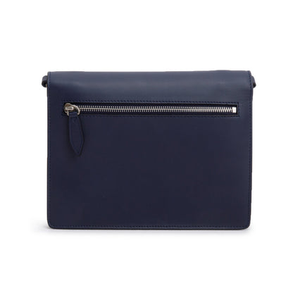 Burberry Navy Leather Perforated Macken Crossbody Bag