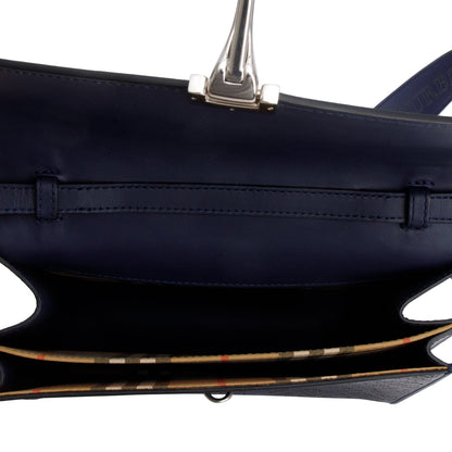 Burberry Navy Leather Perforated Macken Crossbody Bag