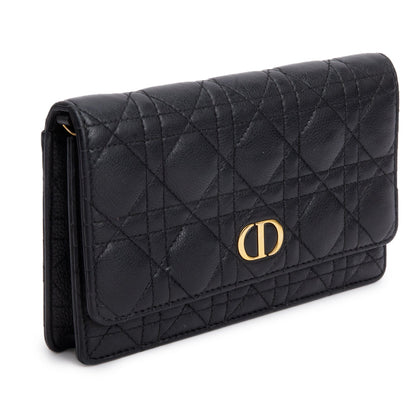 Christian Dior 2022 Black Supple Calfskin Caro Pouch