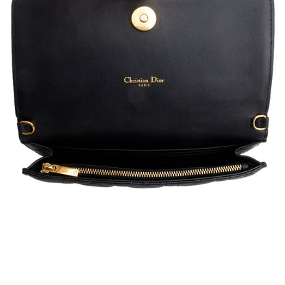 Christian Dior 2022 Black Supple Calfskin Caro Pouch