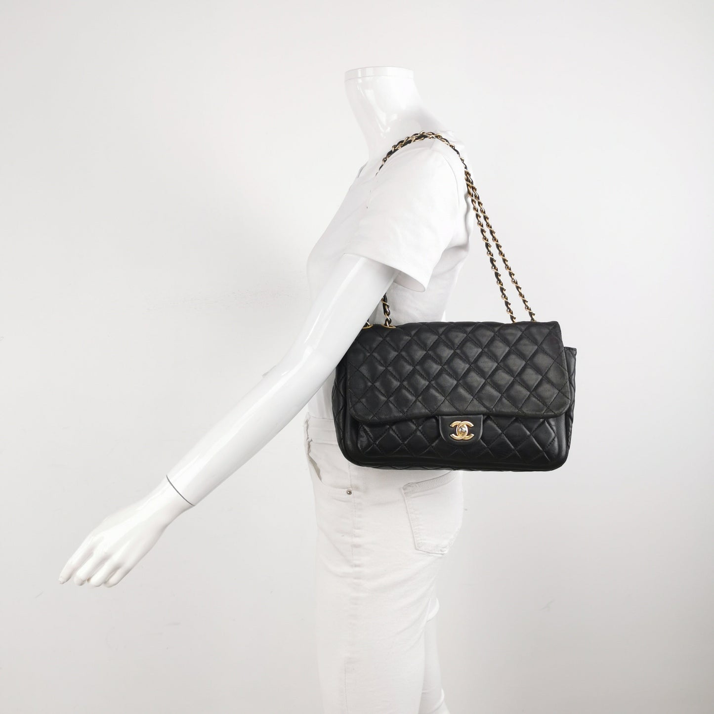 Chanel Now and Forever Large Flap Bag Black Lambskin Gold HW, 2013-14