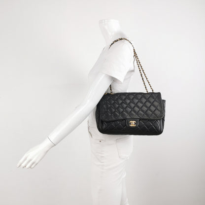 Chanel Now and Forever Large Flap Bag Black Lambskin Gold HW, 2013-14