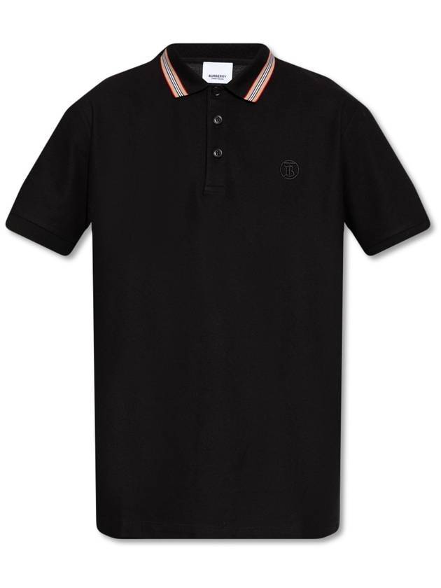 Luxury Burberry Icon Stripe Short Sleeve Polo Shirt Black