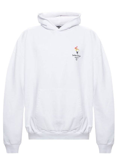 Luxury Balenciaga Trending 2025 Embroidered Flame Logo Hoodie White