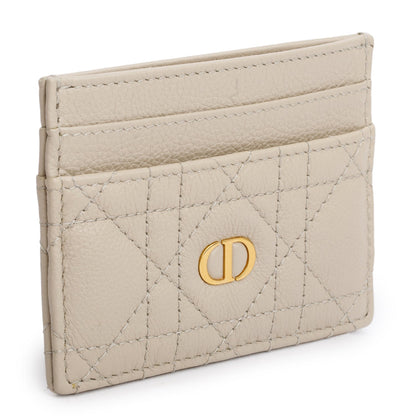 Christian Dior 2023 Beige Supple Cannage Leather Caro Freesia Card Holder