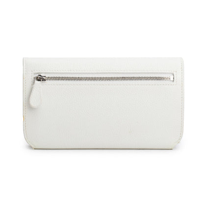 Balenciaga White Pebbled Calfskin Logo Everyday Flap Chain Wallet