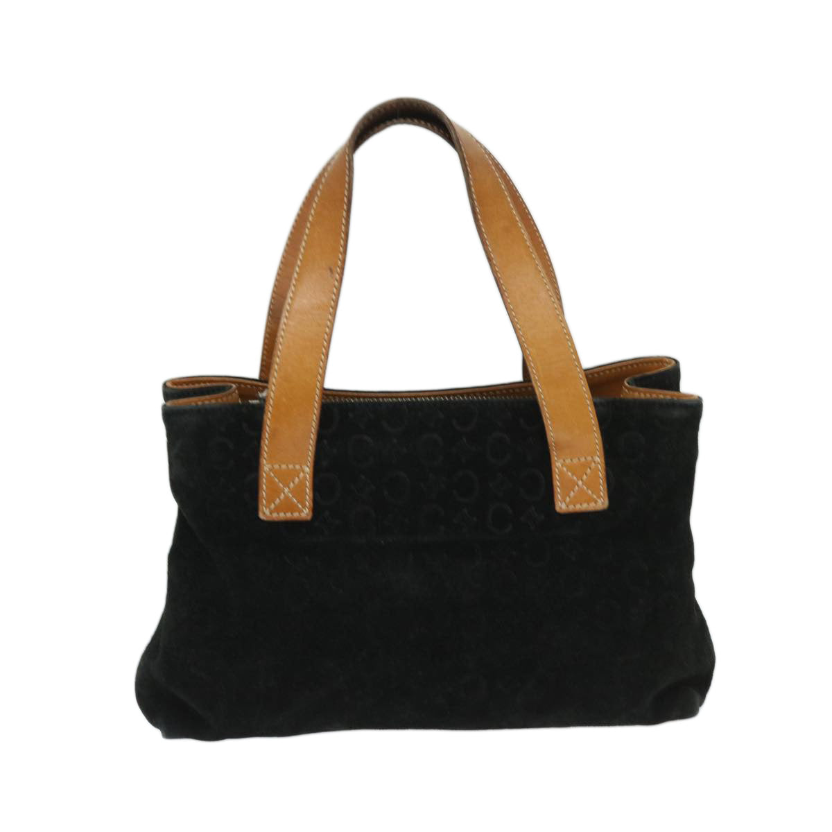 Luxury CELINE C Macadam Canvas Hand Bag Suede Black Brown  69140