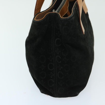 Luxury CELINE C Macadam Canvas Hand Bag Suede Black Brown  69140