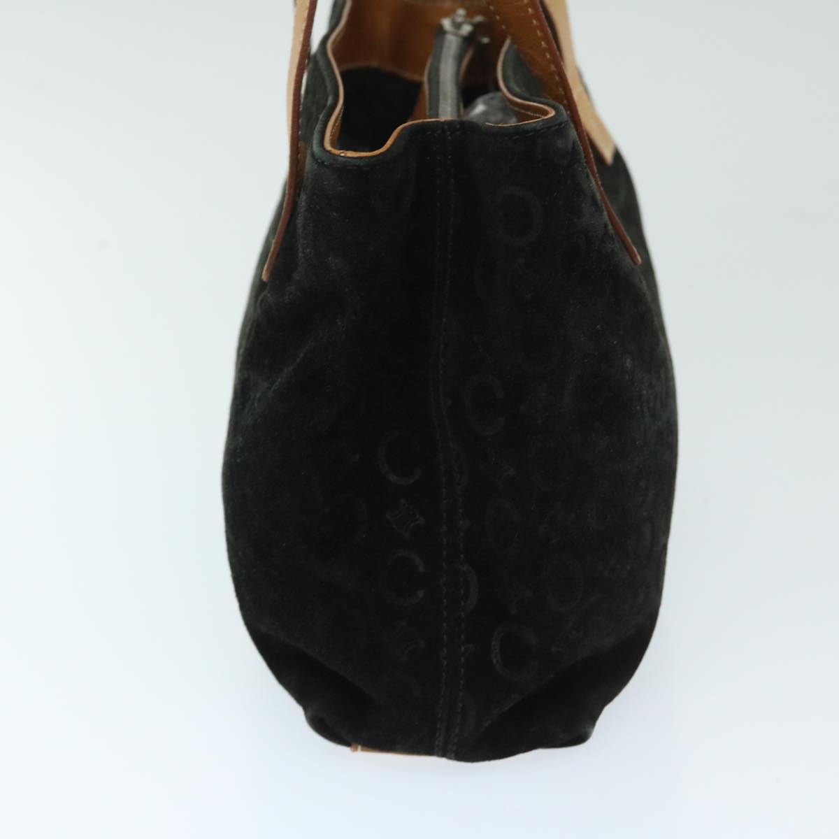 Luxury CELINE C Macadam Canvas Hand Bag Suede Black Brown  69140