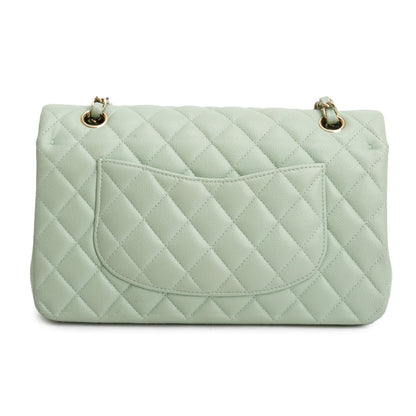 Chanel Green Caviar Quilted Medium Double Flap Bag