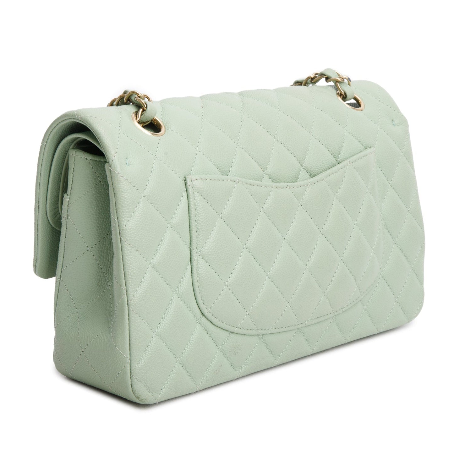 Chanel Green Caviar Quilted Medium Double Flap Bag